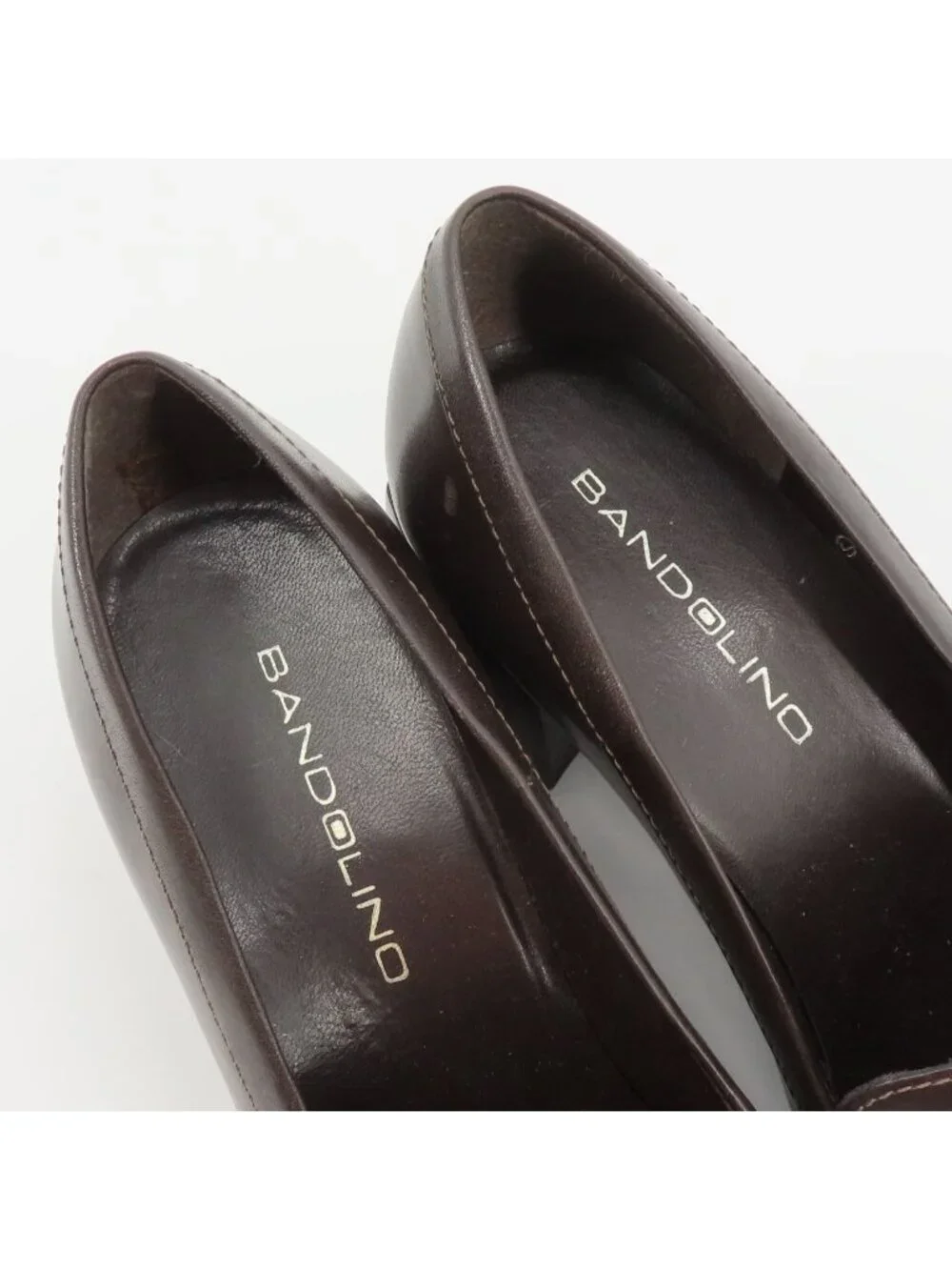 Bandolino VISIONARY Women 8 M Solid Brown Leather Block Heel Shoes Pumps Loafers